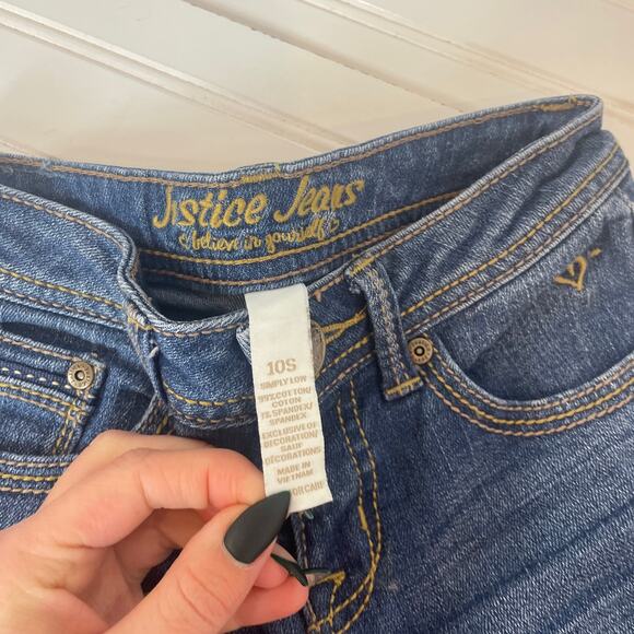 Justice Girls Blue Crew Neck Sweatshirt & Denim Jeans Bundle of 2 Size 10 YO - Picture 7 of 8